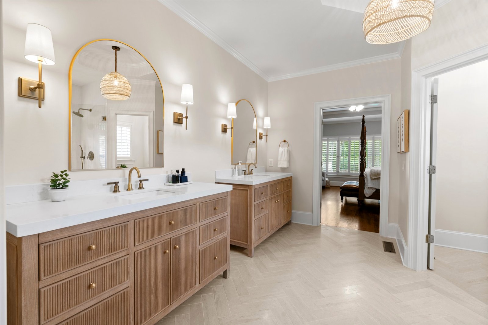 Master bathroom remodel with double vanity by GHIR Construction in Johns Creek, GA