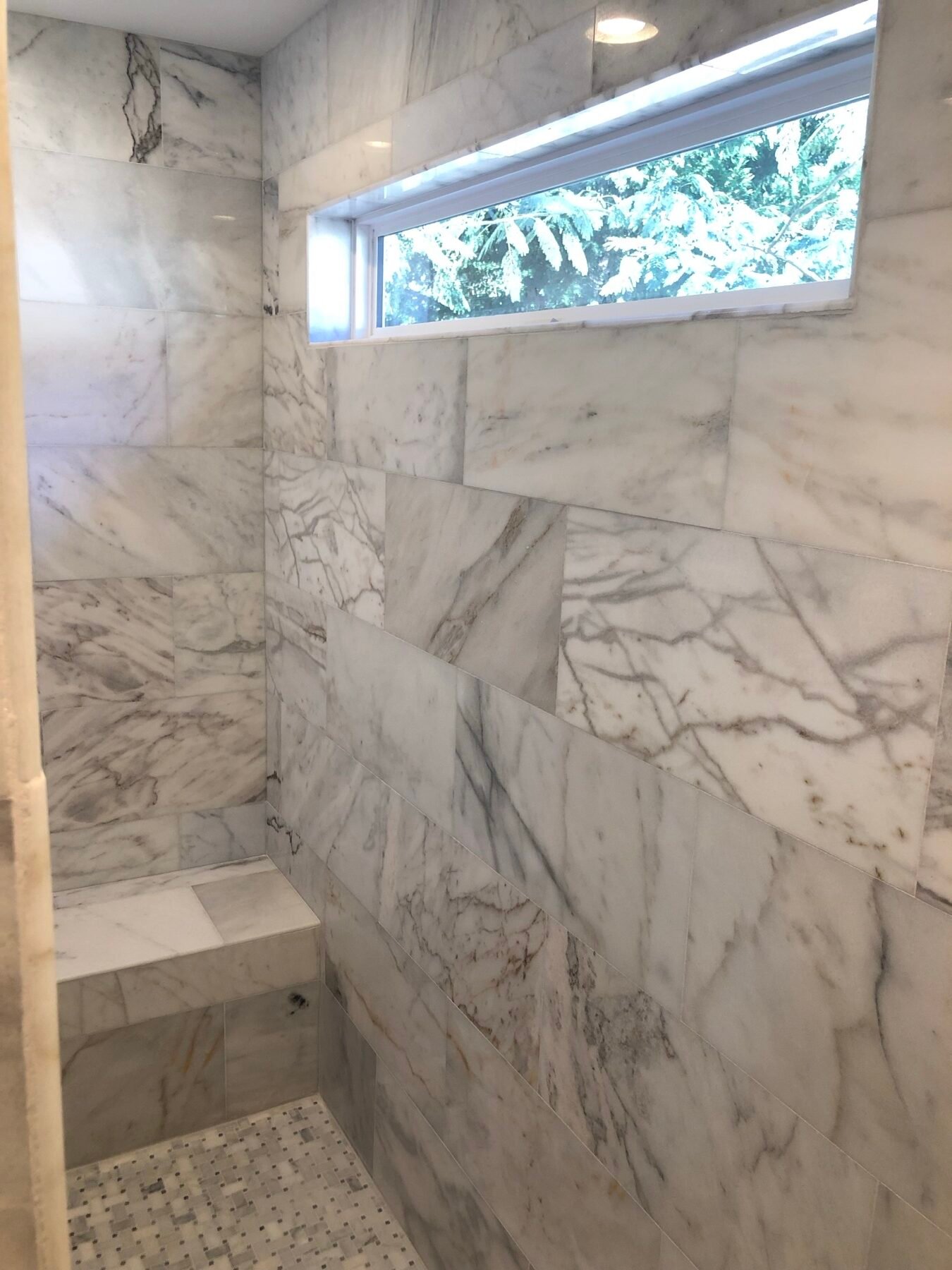 Marble walk-in shower remodel in Cumming, GA